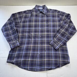 Faconnable Men's Long Sleeve Shirt M Blue Multicolor Plaid Designed in France